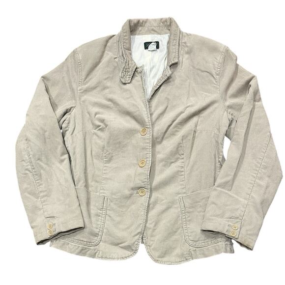 Vintage J Crew Blazer Womens Large L Cream Tan Academia Equestrian Button Jacket - Picture 1 of 6